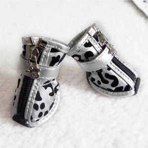 4 pz/set in oro leopardo pelle Pet Dog scarpe Anti-Slip impermeabile stivaletti per cani di piccola taglia orsacchiotti per Summer-ZL353 invernali - Product Image 2