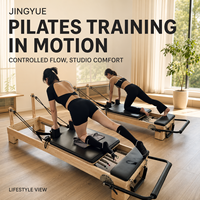 Machine de Pilates Reformer en bois de chêne commercial durable pour studio, lit de Pilates en bois, en promotion