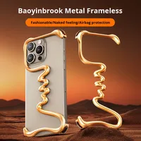 Coque de téléphone Bayinbrook en métal avec cadre nu pour Apple iPhone 16 15 Pro Max, antichoc, électroplaquée, style Ins