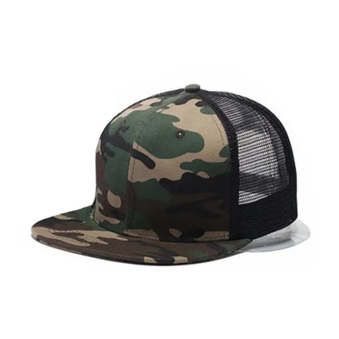 Wholesale Fashion Gorras Trucker Snapback Mesh Camo Original Fit Flat Brim Snapback Hat