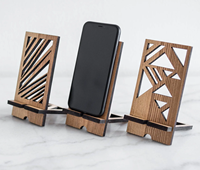 Support de téléphone portable en bois découpé au laser, pliable, universel, pour bureau