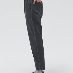 Pantalones de mezclilla tipo harem para mujer, de cintura alta, con cremallera, elásticos, negros, suaves, estilo mom, hasta el tobillo, al por mayor - Product Image 5