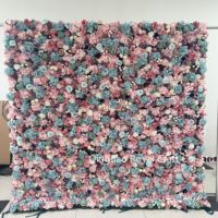 Maßgefertigte Neue Künstliche Seiden-Rollup-Stoffbasis Florale Hochzeitsdekoration Blumenwände Marineblau Königsblau Hellblaue Rosenwand