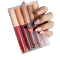 Ensemble de gloss à lèvres mats 5 couleurs, rouge à lèvres liquide velours longue tenue, anti-transfert, waterproof, kit de maquillage pour les lèvres