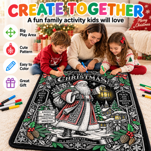 Christmas Pattern Santa Claus <b>Flannel</b> Throw Blanket with Markers Washable Reusable Home Decor Winter Classic Style - Product Image 2