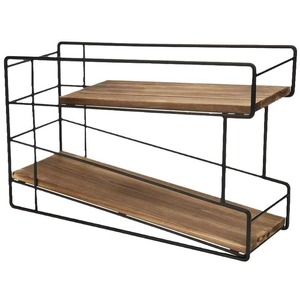 Utility <b>Rack</b> 2 Tier Wood And Metal <b>Storage</b> For Canned Food <b>Kitchen</b> Countertop Organizer - Product Image 4