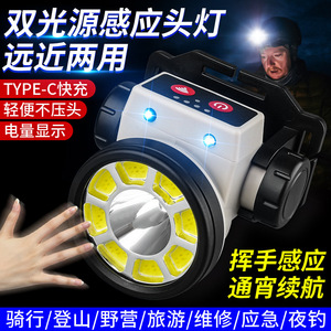 ไฟหน้าแบบ LED แบตเตอรี่แบบชาร์จไฟได้ ปรับความสว่างได้ ไฟทำงานสำหรับตั้งแคมป์กลางแจ้ง แหล่งกำเนิดแสงสีขาว ตัวเครื่องทำจากพลาสติก - Product Image 4