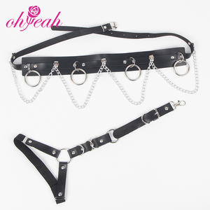 Emballage cadeau haut de gamme Punk femmes Sexy taille chaîne Bondage Lingeries Bondage harnais Faux cuir <span class=keywords><strong>porte</strong></span>-jarretelles - Product Image 4