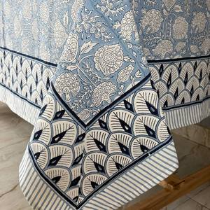Handmade Handblock Printed Brown White Vintage Farmhouse Style Wedding <b>Tablecloth</b> Custom Size Cotton Eco-Friendly Durable - Product Image 4