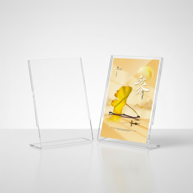 L-Shaped A4 Display Card Stand Holder Tabletop Sign Customizable Size Transparent Acrylic Model 2 Photo Booth Display Racks Made
