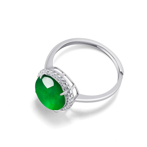 S925 <b>silver</b> <b>ring</b> set with natural A-grade jadeite <b>emerald</b> large faceted gemstone, icy-grade jade, luxurious women's <b>ring</b> - Product Image 2