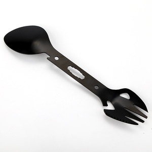 Cuchillo con silbato multifuncional para supervivencia al aire libre, cuchillo, tenedor y cuchara 7 en 1 para acampar, supervivencia en la naturaleza y camping - Product Image 2