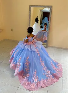 Azul 2025 vestido <span class=keywords><strong>de</strong></span> niña <span class=keywords><strong>de</strong></span> las flores <span class=keywords><strong>para</strong></span> boda encaje apliques fiesta princesa Holy Boho tul bebé cumpleaños vestido <span class=keywords><strong>de</strong></span> primera comunión - Product Image 4