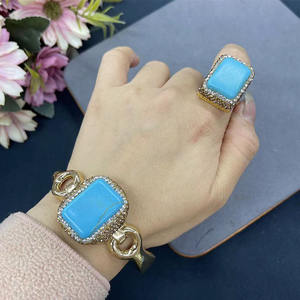 Ensembles de bijoux en laiton turquoise de style chrétien, indien et bohème, tendance, pour la vente en gros - Product Image 2