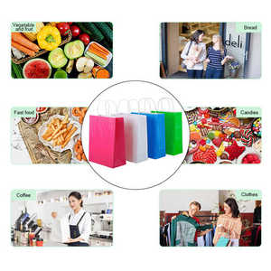 Sacs à provisions en papier kraft blanc et marron avec poignée en papier imprimé de logo de paquet de taille personnalisée recyclé - Product Image 4