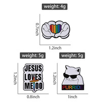 Arc-en-ciel fierté chat émail broche Jésus m'aime trop doigt coeur geste broche revers Badge bijoux cadeau pour les amis
