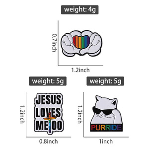 Arc-en-ciel fierté chat émail broche <span class=keywords><strong>Jésus</strong></span> m'aime trop doigt coeur geste broche revers Badge bijoux cadeau pour les amis - Product Image 6