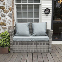 Mobilier de jardin en osier 4 places Chaise d'accoudoir d'extérieur Canapé en rotin Table basse Ensemble élégant à utiliser pour Patio Appartement Balcon Gym