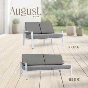 Outdoor Garden <b>Sofa</b> Double Seater Patio Couch Aluminum <b>Frame</b> Cushioned Seats <b>Wood</b> Grain Armrests - Product Image 2