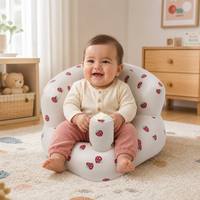 Siège de sol gonflable moderne pour bébé avec pompe à air intégrée, motif fraise, canapé portable pour nourrisson, idéal pour chambre et salon