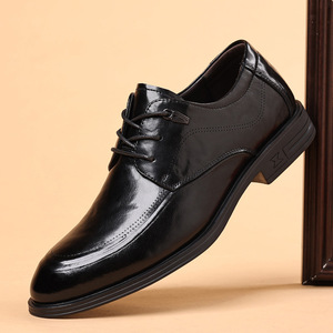 Zapatos Oxford de Cuero Genuino para Hombre, con Punta en Pico, Transpirables, para Oficina y Vestir, con Suela de Goma Negra Sólida - Product Image 1