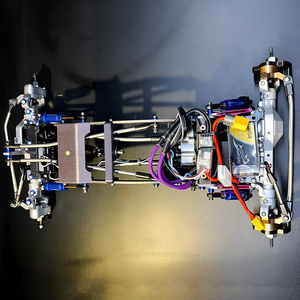 Ensemble d'essieux portiques en aluminium et laiton CNC avec direction à <span class=keywords><strong>4</strong></span> roues pour Axial Capra <span class=keywords><strong>1</strong></span>/<span class=keywords><strong>10</strong></span> RC Crawler 50 ° Support de batterie à faible centre de gravité pour système de direction - Product Image 4