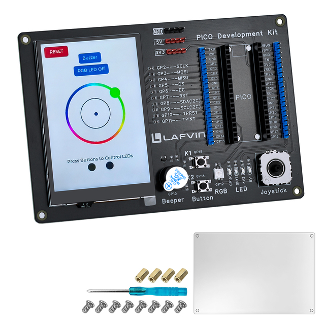 LAFVIN PICO Development Kit for Raspberry Pi Pico 2/1/1W,3.5" 320x480 Touch Screen, Mini PSP Joystick, Plug-and-Play