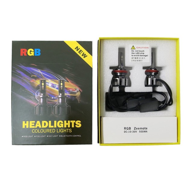 Blue Tooth Remote Led Headlamp H11 Rgb Led Bulb H4 H7 9005 9012 Colorful Led Kit