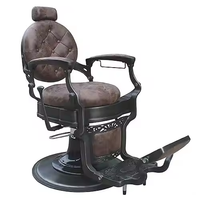 Chaise de barbier noire robuste classique siège en cuir de coupe de cheveux antique vintage hydraulique pour salons