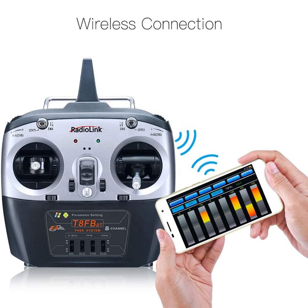 Radiolink T8S Transmisor De 8 Canales 2.4GHz Con Receptor R8EF – Control Remoto Para Drones, Coches, Barcos Y Aviones, Modo 2 Mano Izquierda