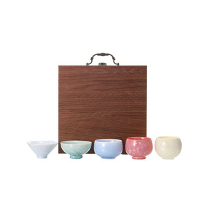 Crystalline Glazed Five Elements Cup Set Ceramic Tea Master Cups <b>Gift</b> <b>Box</b> Chinese Style National Trend Luxury Souvenir - Product Image 5