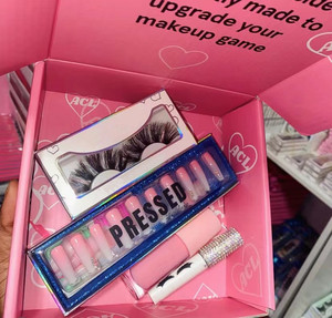 <span class=keywords><strong>Kit</strong></span> cosmétique 3D : pince à cils en vison vegan, faux cils synthétiques en vison, faux ongles à presser, stylo colle pour eye-liner - Product Image 5