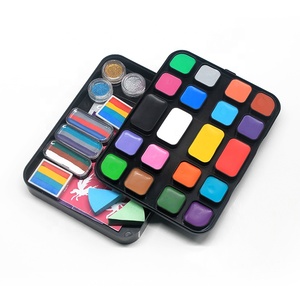 Kit de peinture pour le visage pour enfants, à base d'eau, multicolores, sain et sûr, comprenant un pinceau, un <span class=keywords><strong>pochoir</strong></span>, des paillettes et une éponge - Product Image 1