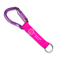 Tali Carabiner Kustom untuk Pendakian Gunung, Webbing Outdoor, Logo Nilon Merah, Gantungan Kunci Jacquard