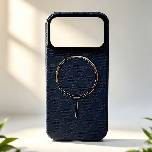 Luxury High Quality Embossed PU Leather Magnetic Ring Metal Ring Customizable Logo Wireless Charging Shockproof Phone Case