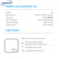 Tediton G5, Gateway Inteligente Inalámbrico WiFi de Doble Banda 5G 2.4G para Control Remoto con la Aplicación TTLock, Ideal para Hoteles, Airbnb y Proyectos Domésticos