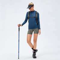 Damen Viertelreißverschluss Fleece-gefüttertes Langarm-Sportshirt mit Stehkragen, Wärmendes Thermo-Shirt für Winter, Yoga, Fitness und Laufen