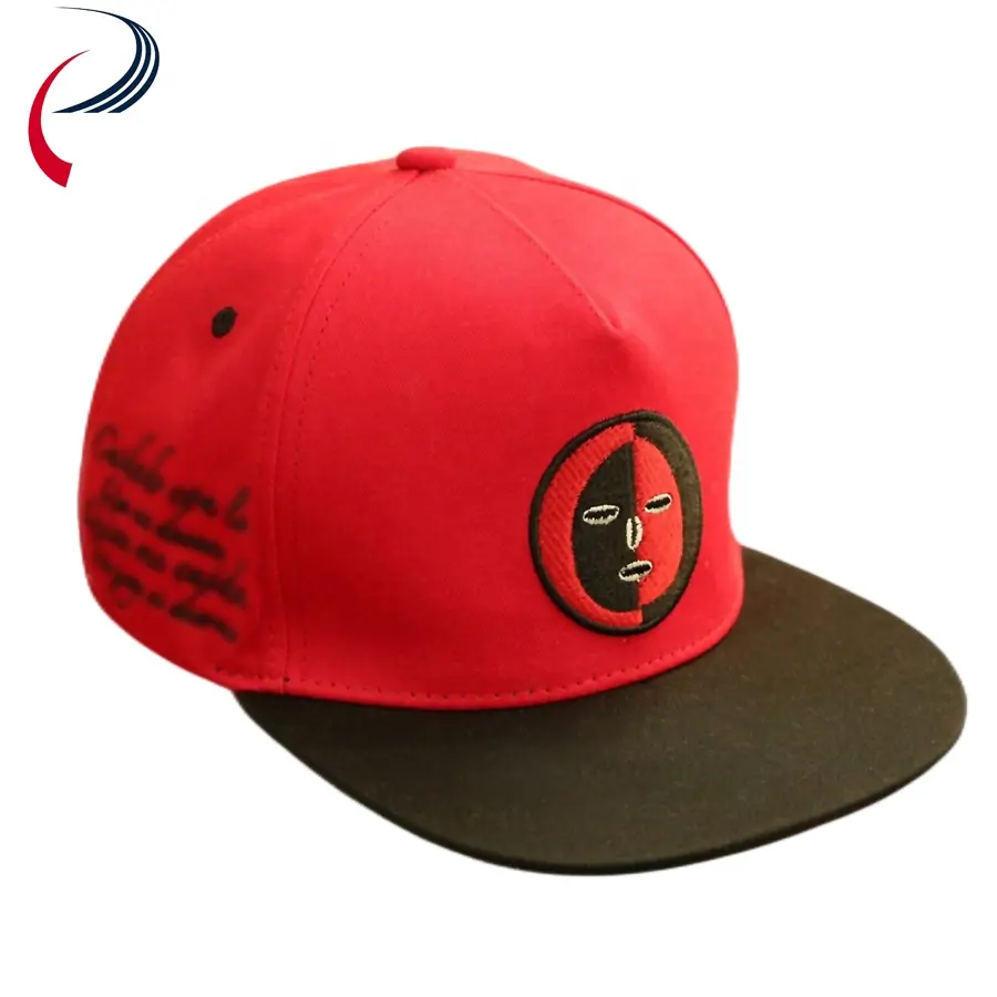 Wholesale New Design American Style 3d Embroidery Logo Custom Design Red 5 Panel Hats
