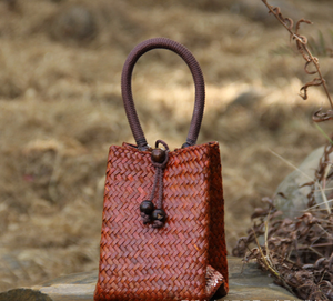 Retro delle donne del sacchetto di <span class=keywords><strong>mano</strong></span> della borsa di paglia di colore per il tempo libero borsa da viaggio borsa da spiaggia rattan sacchetto tessuto - Product Image 6