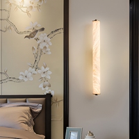 Applique Murale en Cuivre et Albâtre Style Minimaliste Créatif, Prix Usine, pour Hôtels d'Art, Décoration de Chevet, Luminaire Mural en Marbre