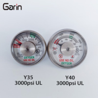 Venta directa de fábrica Dial 40MM 3000PSI UL Aprobado Uso Sin aceite Medidor de presión de oxígeno Barómetro