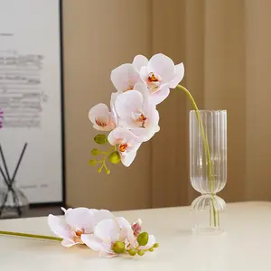 Groothandel Van High-End Simulatie Hand Hydraterende Enkele Tak 5-kops Vlinder Orchidee Huisdecoratie Bloemstuk