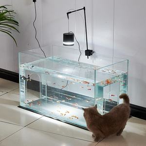 Pecera de Vidrio con Doble Partición para Gatos, Escena Dinámica de Entretenimiento Felino, Disfrute en la Sala de Estar o la Cama - Product Image 3