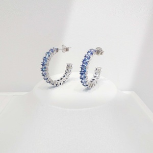 wholesale plata 925 sterling silver black zircon trendy <b>earring</b> Party classic ladies geometric rhinestone <b>fine</b> <b>stud</b> <b>earrings</b> - Product Image 4
