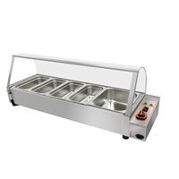 Chauffe-buffet électrique avec 5 casseroles en verre Hot Showcase Bain Marie Warming & Holding Equipment