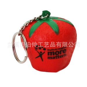 Strawberry Stress <b>Ball</b> Keychain Red Plastic Portable <b>Squeeze</b> Toy With Stainless Steel Ring Factory Direct Supply - Product Image 5