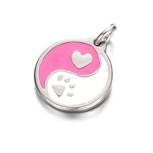 Yiwu Aceon Acero inoxidable Borde redondeado Disco pequeño Moda <span class=keywords><strong>Collar</strong></span> para mascotas Corazón en relieve Pata Doble color Esmalte <span class=keywords><strong>Yin</strong></span> <span class=keywords><strong>Yang</strong></span> Etiqueta de perro - Product Image 4