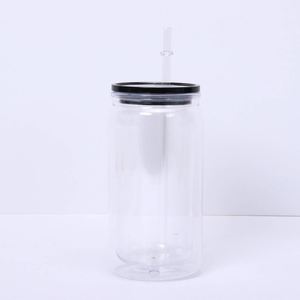 Gobelet Mason de 16 oz à double paroi, sans BPA, en plastique enduit, avec paille intégrée, pour le camping et la salle de sport, écologique, de qualité alimentaire et robuste - Product Image 2