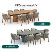 Longue table et chaises de pub en patio extérieur en teck sur mesure Ensemble table à manger et chaises de jardin en bois élégant