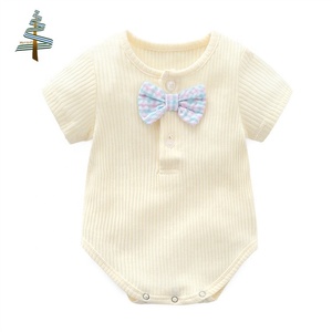 Combinaison pour bébé garçon à manches courtes Summer Infant, 100% coton côtelé, avec nœud papillon - Product Image 4